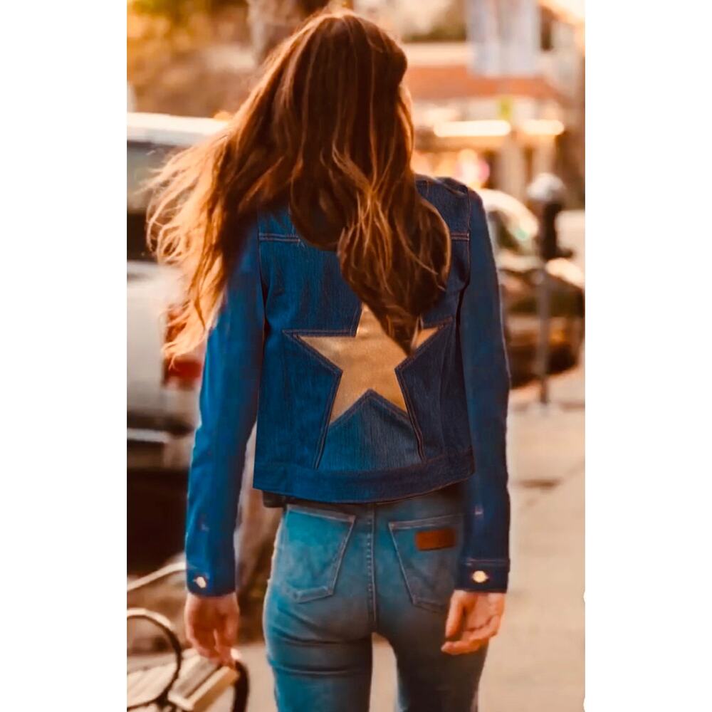 Stoned Immaculate Blue Denim Jacket with Gold Star